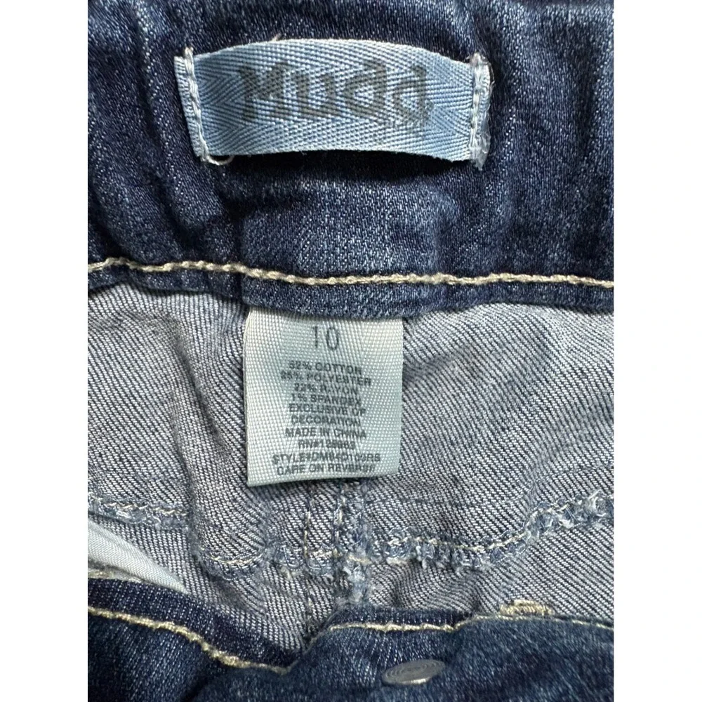 Mudd Girls Distressed Skinny Jeans Blue Denim Rhinestone Embellished Size 10